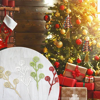 10db Karácsonyi Dísz Csillogó Arany Por Candy Kör karácsonyfa Dekoráció Otthon szilveszter lakodalom lakberendezés